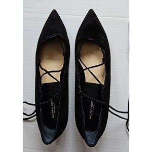 Michael Kors Collection Kallie  Lace Up Suede Black Flat Sz 38.5 US 8.5 $495